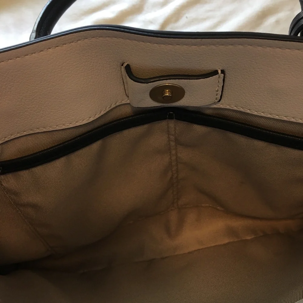 Nine West Pink and Black Satchel with Structured Design